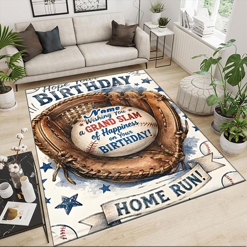1PC Custom Name Grand Slam Birthday Wishes Theme Floor Mat Ideal for Living Room, Game Rooms, Office, Bedroom,Floor Mat Playful Design
