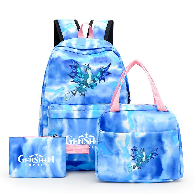 3Pcs/set Anime Girl Backpack Set School Students Kawaii Back To School Backpack Boy Children Lunch Bags Pencil Box