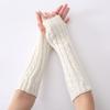 White 30cm Glove New Autumn and Winter Men and Women Mid To Long Fake Sleeves Knitted Yarn Insulation Dew Half Finger Arm Cover