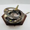 Gilbert  Sons London Brass Sundial Compass With Wooden Box, Brass Nautical