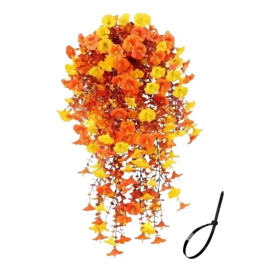 1/2Pcs Hanging Artificial Morning Glory UV Resistant Fake Flower Wedding Party Indoor Outdoor Garden Wall Hanging Faux Flower Decoration