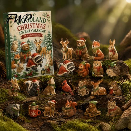 Fairy Tale Animal Set 24 Days Christmas Advent Calendar, Forest Animals Countdown Acrylic Elf Figures Cute Collectible Toys for Holiday Party
