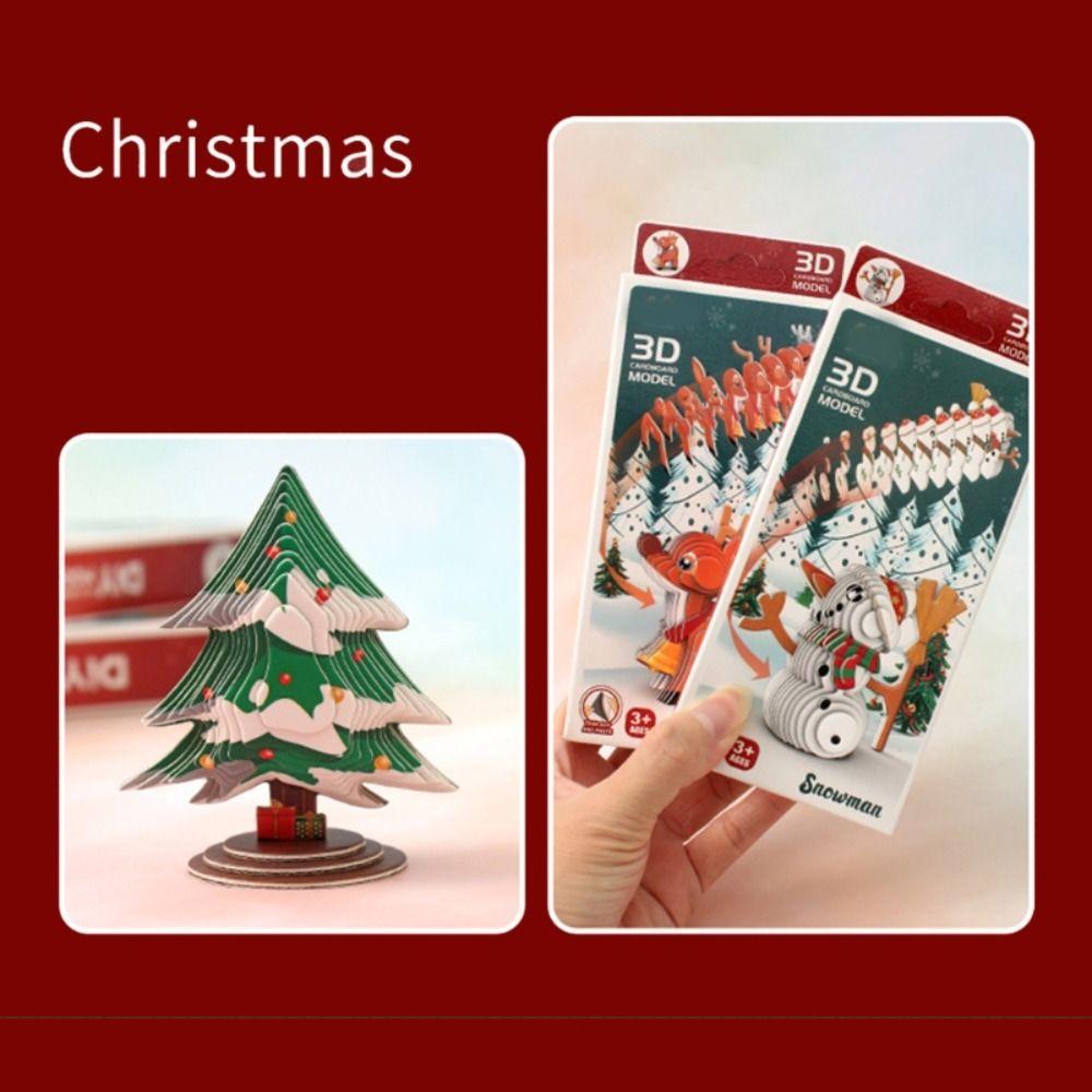 Трехмерная рождественская 3D бумажная головоломка, модель снеговика, животное, игрушка, 3D картонная модель для малышей