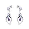 European and American Creative Design White Purple Water Drop Earrings Original New Style