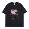 Цветочный принт летние мужские футболки модные короткие рукава 100% хлопок женские топы уличная одежда с круглым вырезом футболки повседневная одежда