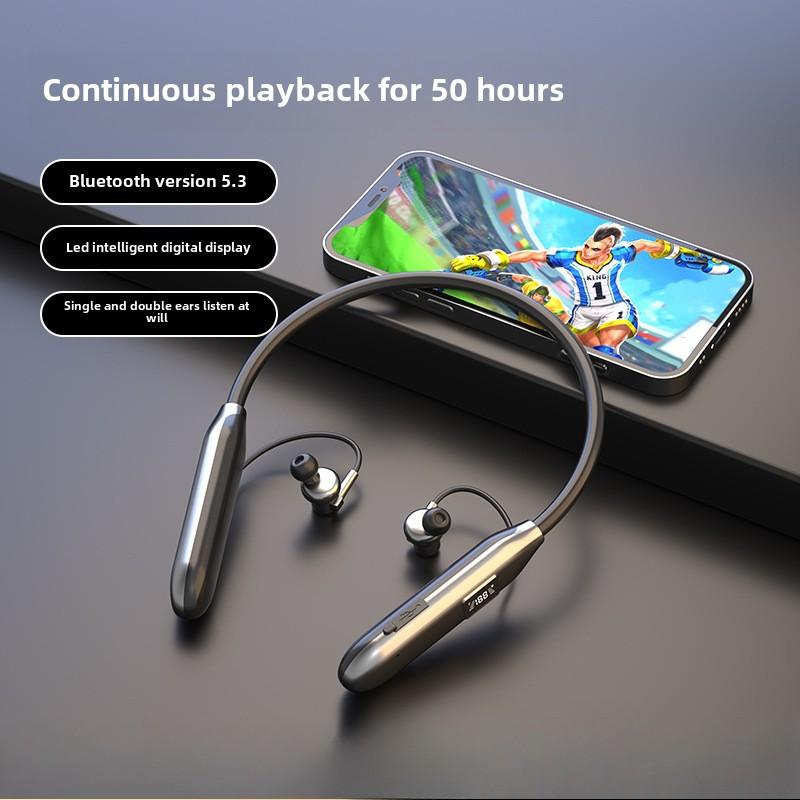 Новая Bluetooth-гарнитура Беспроводная спортивная шейная гарнитура с ультрадолгим сроком службы, цифровой дисплей, шумоподавление, шейная гарнитура