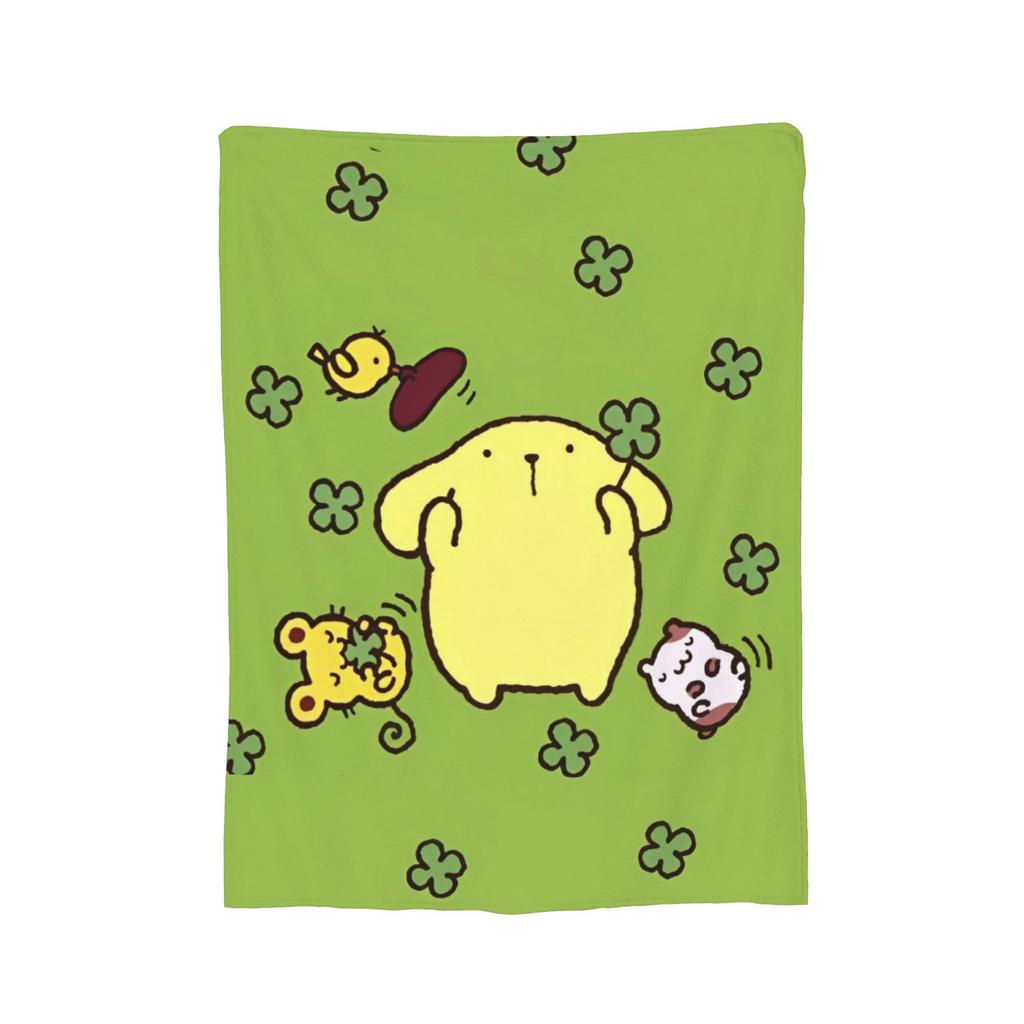 Плюшевое одеяло с помпонами Pom Pom Purin, забавное плед для дома, отеля, дивана, 150*125 см, одеяло