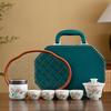 Light luxury high-end gift box, peony suet jade tea set, retro household ceramics, new Chinese kung fu tea set