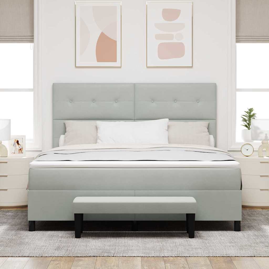 Box Spring Bed with Headboard Light Grey 200 x 180 cm Velvet