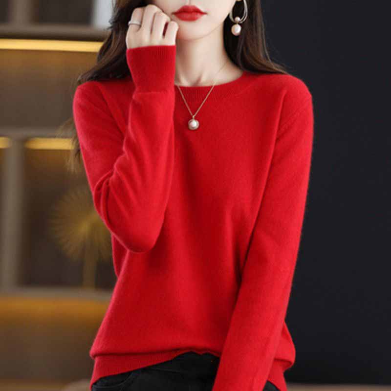 WTEMPO Women Knitted O-neck Sweater Autumn Winter Long Sleeve Solid Color Jumper Female Slim Sexy Pullovers Sweater