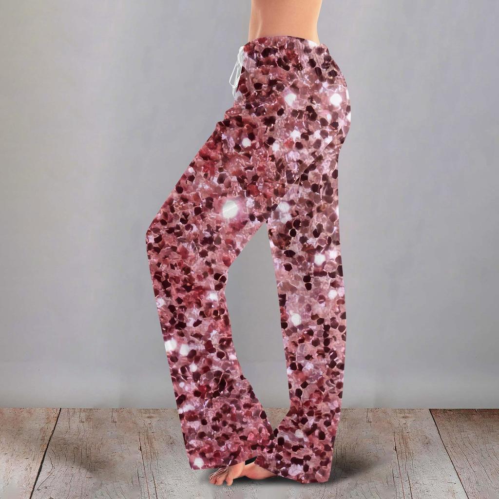 Женские милые брюки с цветочным принтом на завязках, повседневные пижамные брюки