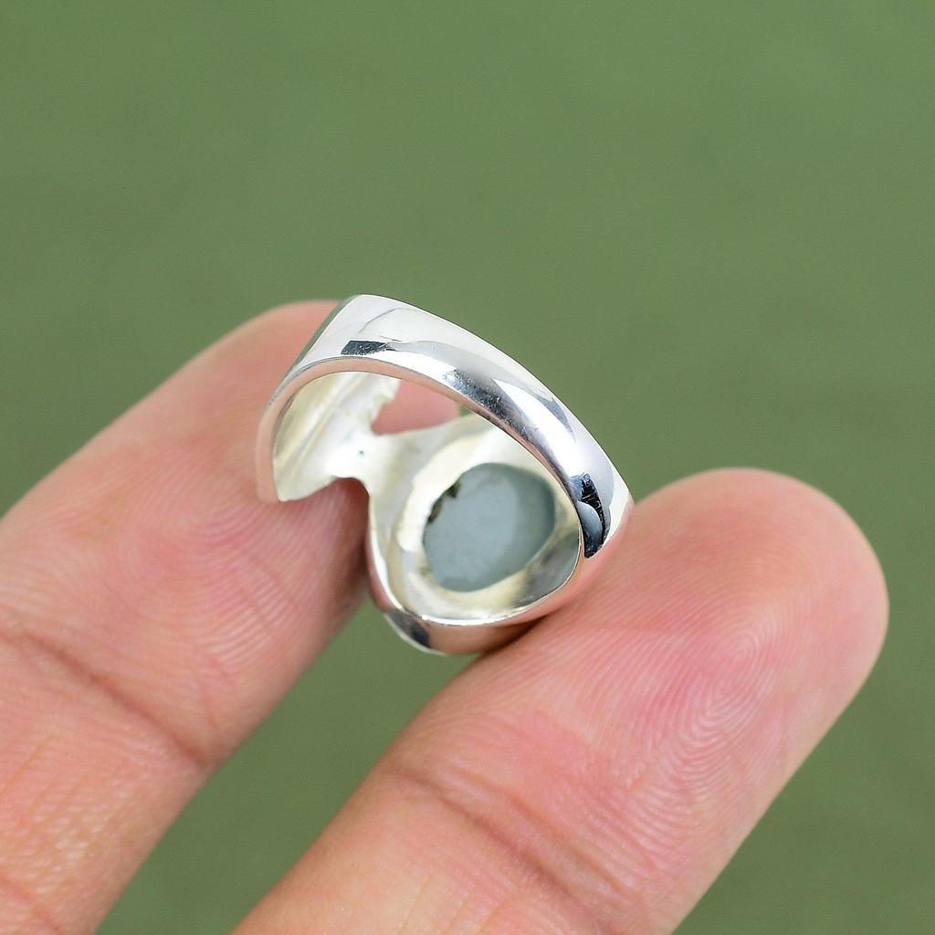 Кольцо с аквамарином Кольцо из стерлингового серебра 925 пробы Оригинальное кольцо с драгоценным камнем Элегантное ювелирное изделие ручной работы Замечательное кольцо Подарок для любимой Доступно в размерах