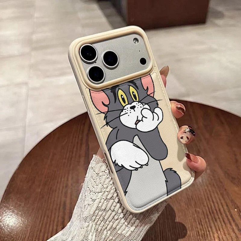 Милый Том подает заявку на чехол для мобильного телефона Apple 17 iphone16pro15/14 противоударный 13 полноразмерный 12 кожаный узор большие отверстия