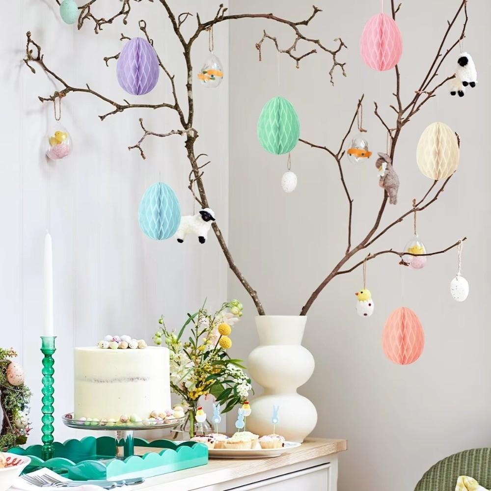 4Inch 10cm Easter Egg Paper Ornaments Egg Paper Honeycomb Easter Egg Ball Ornament Party Decor
