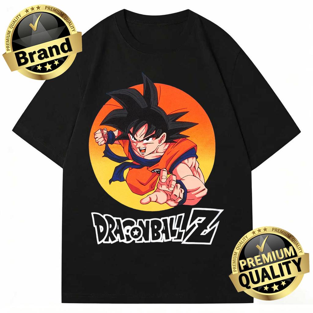 Dragon Ball Модные Горячие Товары 2026 Лето Ретро Мужская Футболка с Принтом Goku Поза Действия Оверсайз Унисекс Дети Уличная Одежда