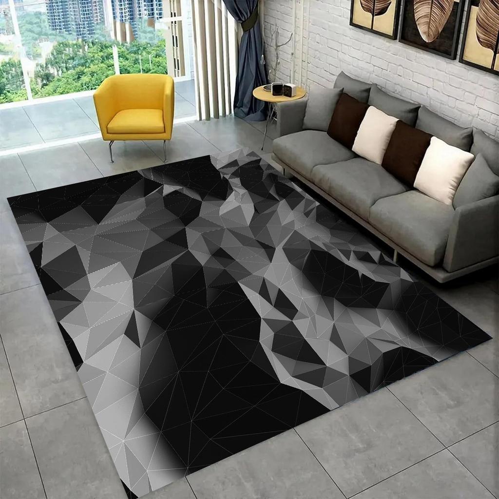 3D Visual Carpet Abstract Geometric Grid Living Room Decoration Carpet