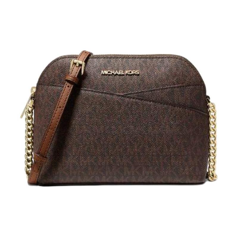 Michael Kors Классическая сумка-кроссбоди на плечо из канваса с покрытием regular женская коричневая