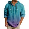 Men's Hooded T-shirt Gradient Color Cotton And Linen Men's Casual Long-sleeved Top