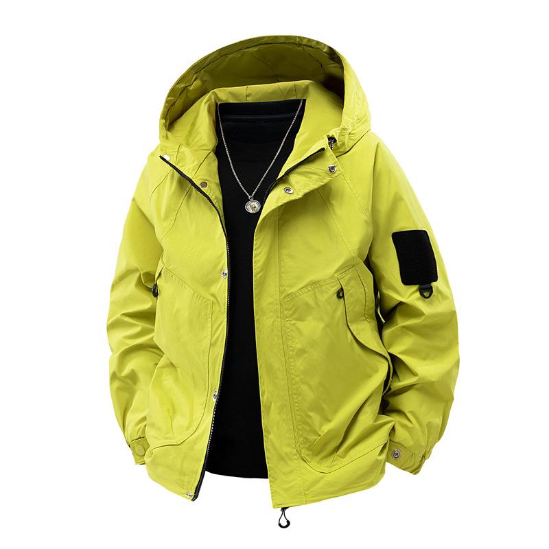 Solid Color Jacket Men's Spring and Autumn Loose Trend Sports Outdoor Waterproof Casual Hooded Jacket Jacket
