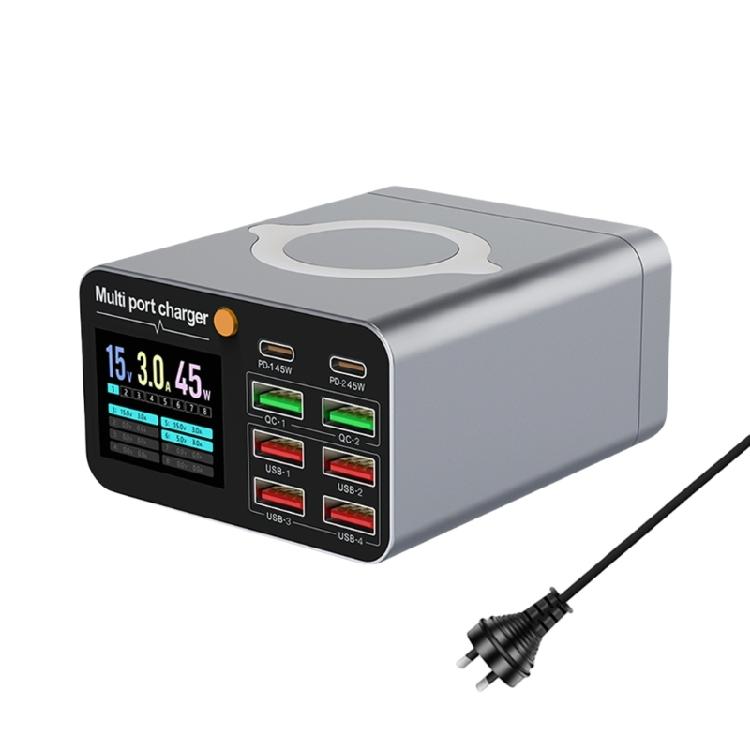 80 Вт Многофункциональная Быстрая Беспроводная Зарядная Станция USB Type C Светодиодный Дисплей Зарядный Адаптер для Дома Офиса Путешествий