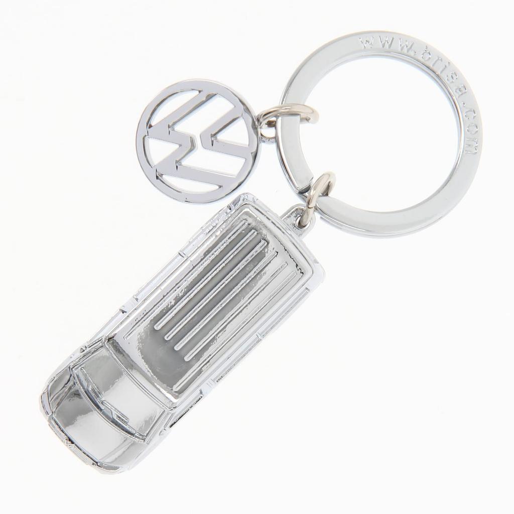 VW T5/T6 Bus Camper - Стильный 3D-брелок-подвеска с подвеской VW - Подарок для поклонников Volkswagen (Хромированная эмаль/серебро)