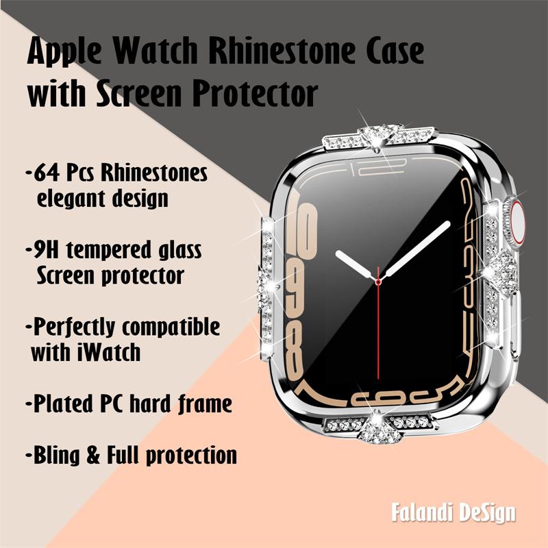 Прозрачный полый блестящий алмазный ПК-чехол для Apple Watch 40 44 41 45 мм защитный чехол для iWatch Series 9 8 7 6 5 SE2 SE3