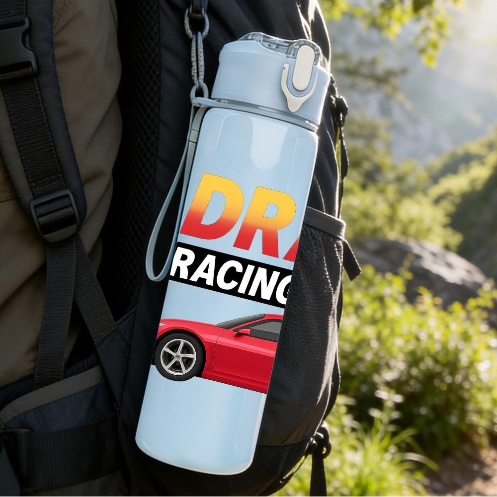 1PC Drag Racing Sport Car 750ml Color Plastic Sports Water Bottle Leakproof Flip Straw Lid Suitable for Sports Office Home Use