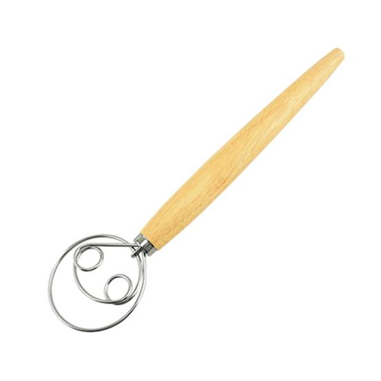 Датский венчик для теста с дубовой ручкой, миксер для муки из нержавеющей стали, стержни для смешивания яиц и крема, мешалка для муки, торта, кухонные инструменты для выпечки