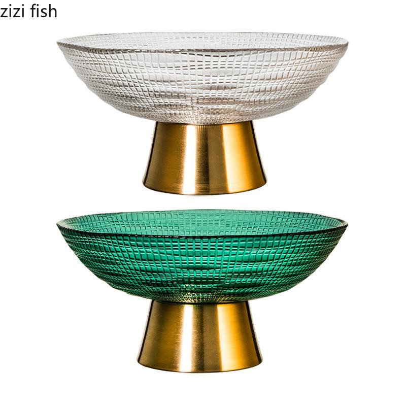 Высокая стеклянная тарелка для фруктов Тарелка для конфет Тарелки для закусок Подносы для засушенных фруктов Миска для десерта Салатница Блюдо для димсамов