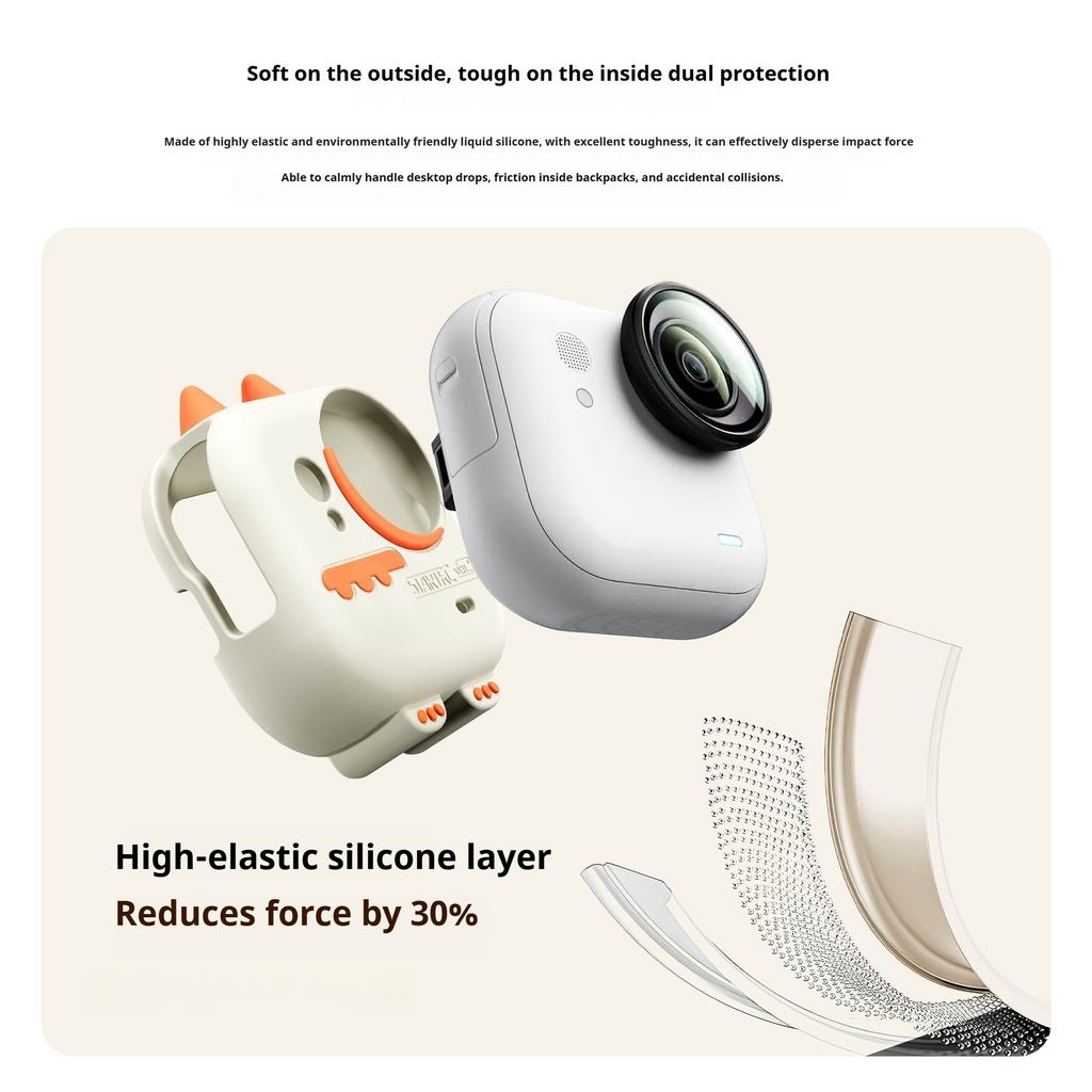 Kakalong Мультяшный силиконовый защитный чехол для Insta360 GO Ultra Камера-большой палец Забавная крышка Защита от падений Защита от царапин Ремешок