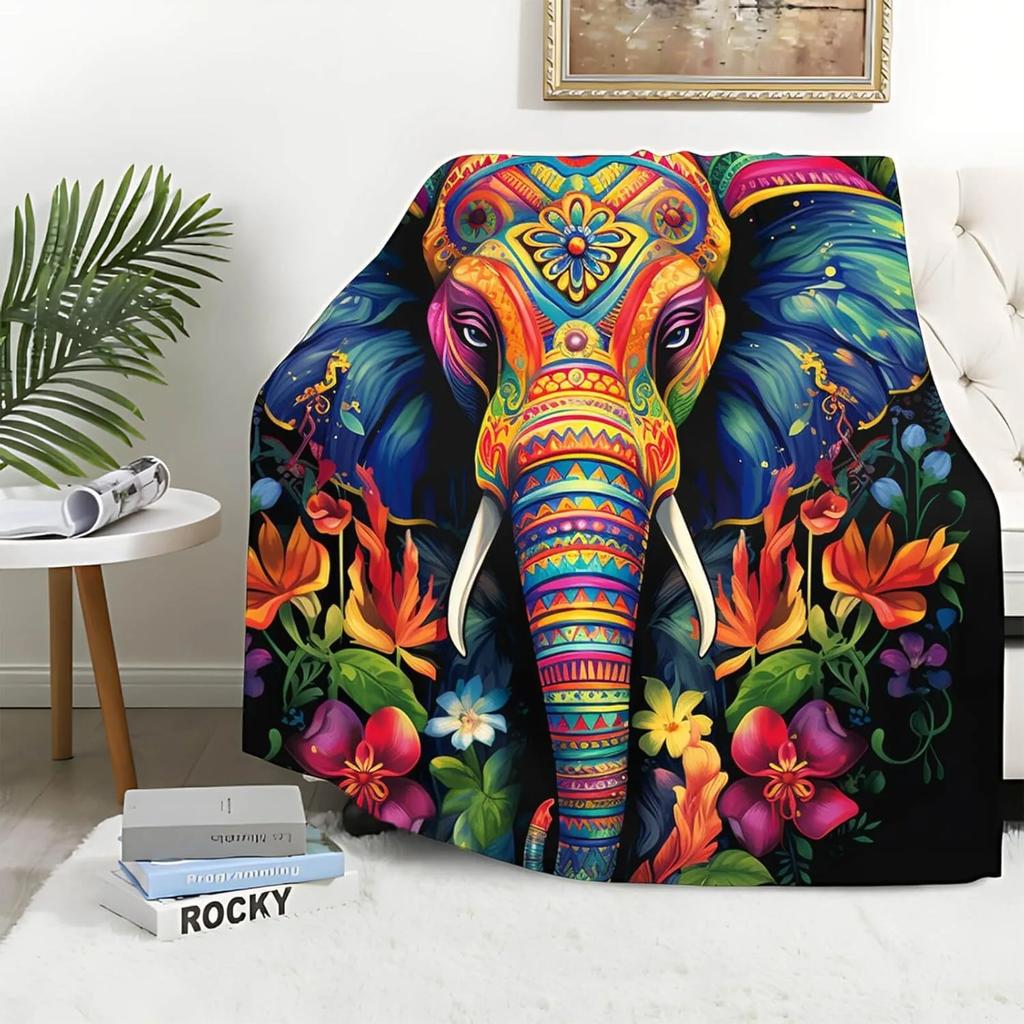 White Tiger Throw Thin Blanket Animals Printed Lightweight for Couch Home Decor Gift for Lion Tiger Elk Bears Dogs Cats Lovers