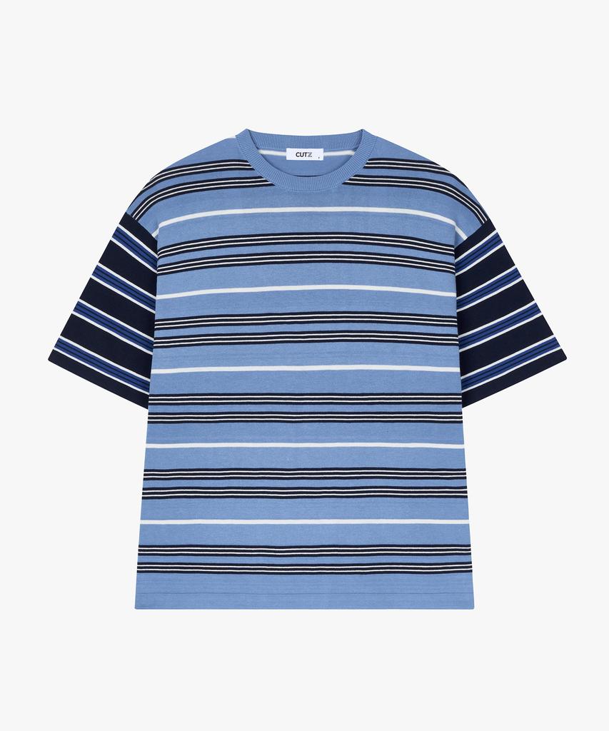 CUTZ Multi-Stripe Short Sleeve Knit (Blue)