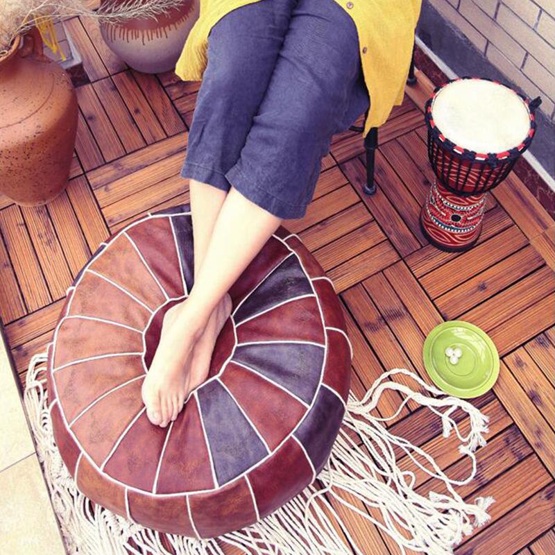 Чехол для подставки для ног в марокканском стиле, чехлы для дивана-мешка из пуфа, чехлы для гостиной, пуф из искусственной кожи, подушка для ног, стул-татами, домашний декор