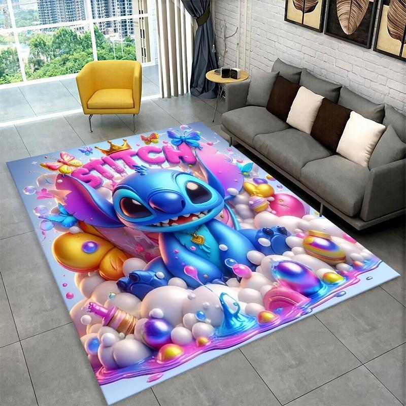 Cute S-Stitch Cartoon Non-Slip Area Rug for Living Room,Bedroom,Playroom,Soft Carpet Floor Mat Home Decor Rug Kids Room Gift