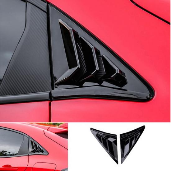 Bright Black Side Window Louver Shutter Trim For Honda Civic Hatchback 2017-2021