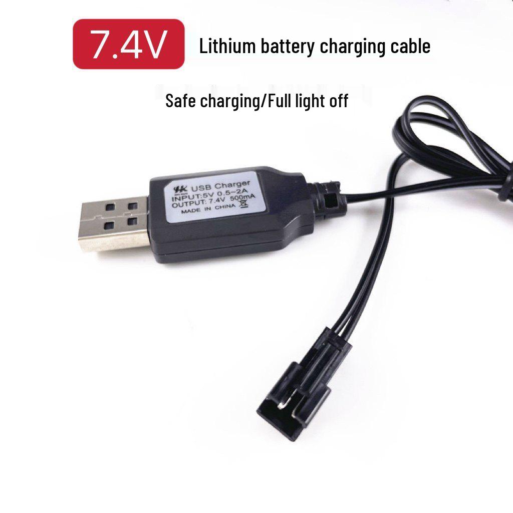 7.4V USB Lithium Battery Charger for Remote Control Toy Car with SM Socket 2P Wire