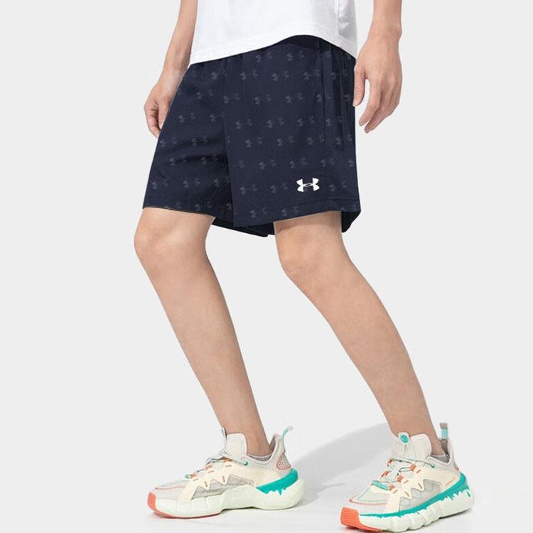 Under Armour Quick-Drying Breathable Running Training Printed Knit Shorts Unisex Shorts Dark-Blue 21500231-409