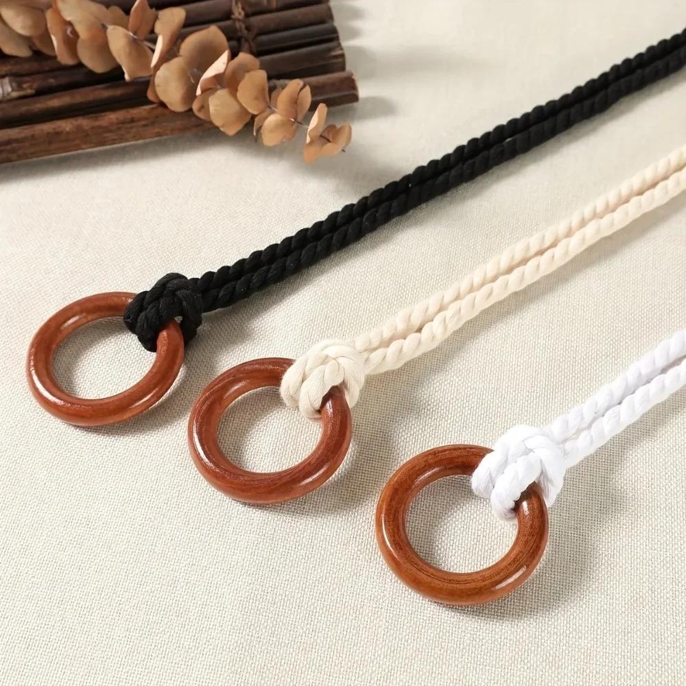 Double Layer Braided Rope Belt Solid Extended Vintage Tassel Sash Belt Casual Dress Waistband Girdle For Women