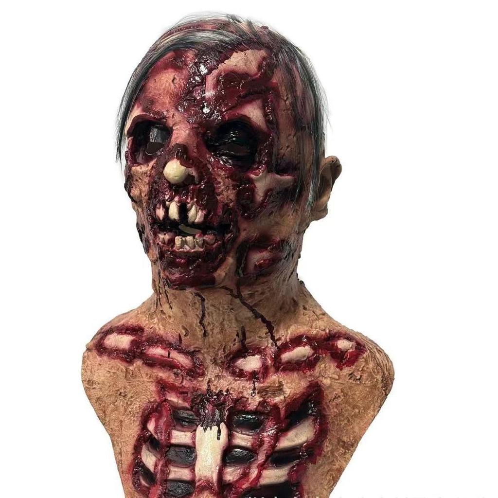 Латексная маска ужасов на Хэллоуин, реквизит для украшения вечеринки в стиле грим
