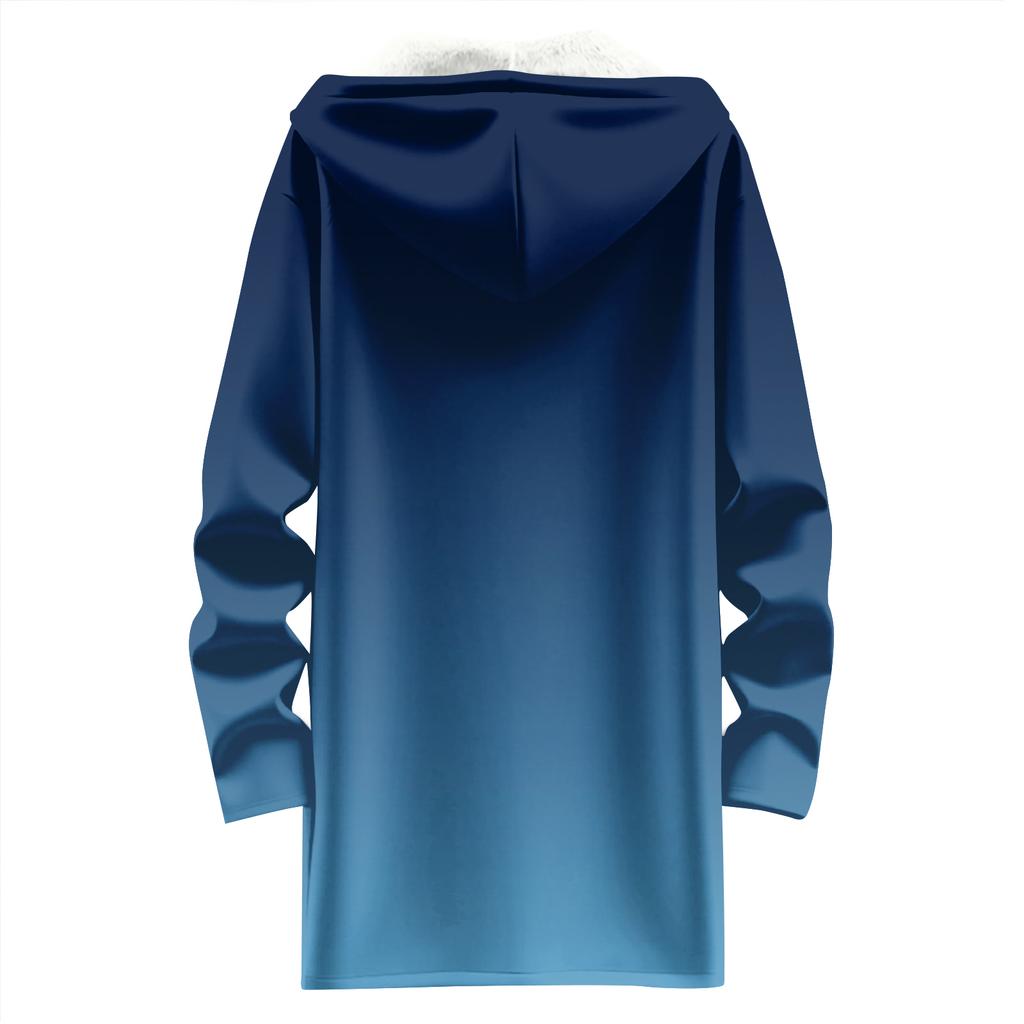 Женская модная флисовая куртка-худи свободного кроя на молнии с градиентным принтом