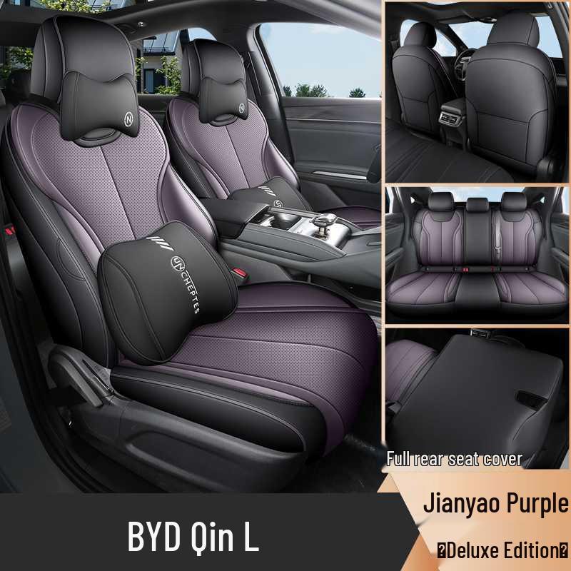 Специальный перфорированный кожаный чехол на сиденье BYD Qin L D-MI с полным охватом - Дышащая, всесезонная универсальная подушка.