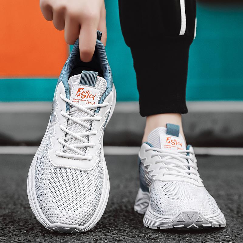 Fashion Blue Black Casual Sport Shoes Light Sneakers Men Outdoor Breathable Mesh Black Running Shoes Athletic Jogging Tennis Shoes