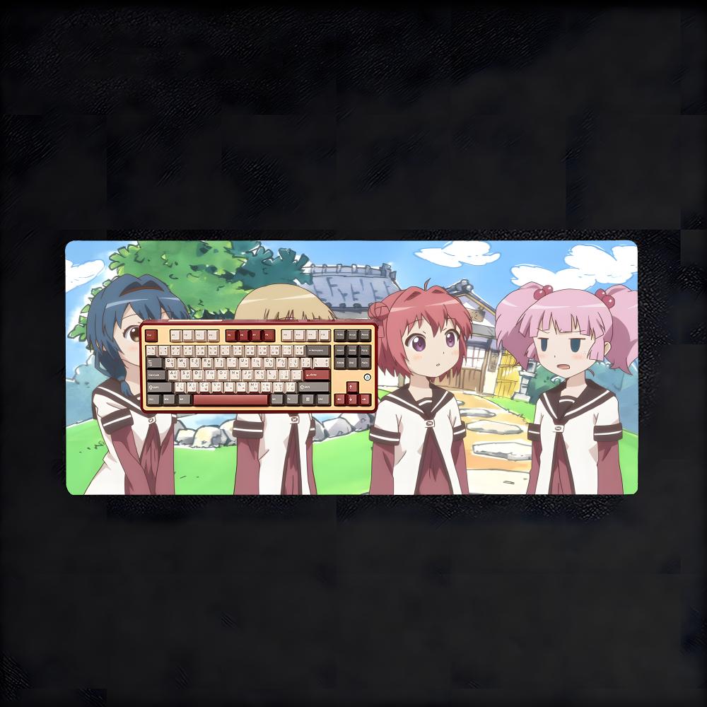 Cozy Yuru Yuri Animeseries Mouse Pad NonSlip Large Desk Mat Thick Stitched Edge Gaming Mousepad