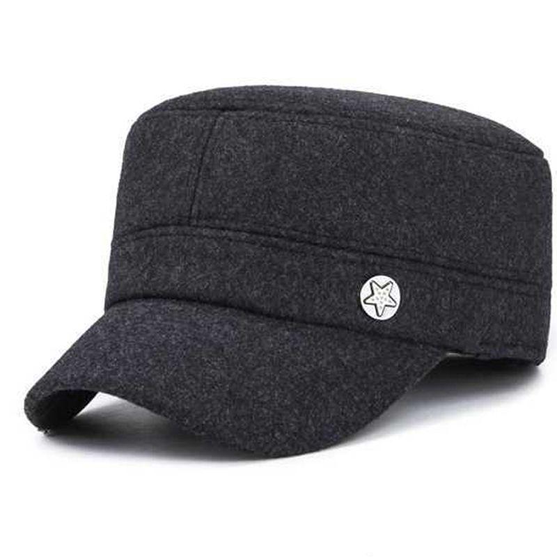 Men's Winter Wool Baseball Cap with Ear Protection for Middle-Aged/Elderly