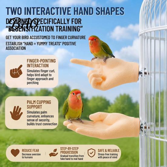 Cage Mount Bird Perches Hand-Shaped Parrot Perch Stand, Non-Slip Resting Perches, Desensitization Interactive Training Toy, Accessories Stress