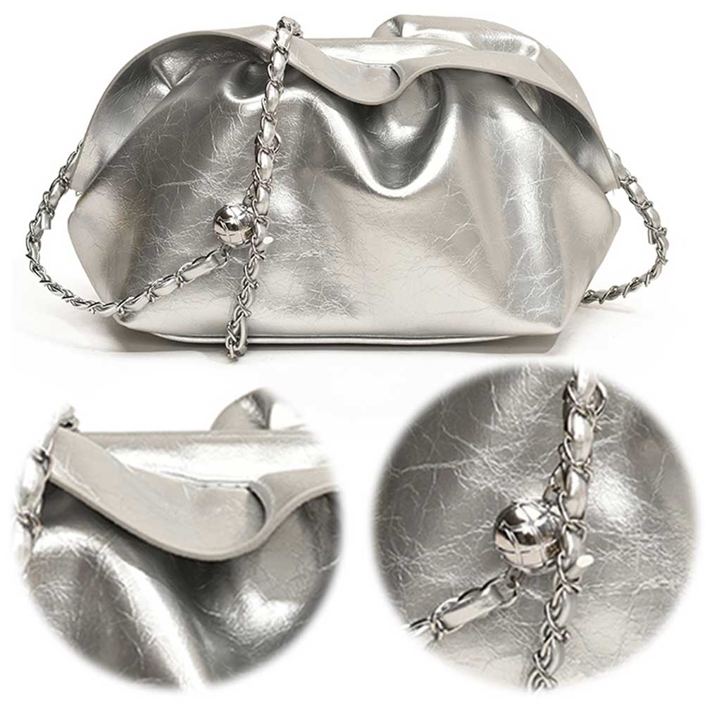 Женская сумка через плечо, плиссированная сумка из искусственной кожи, сумка-хобо с зажимом для путешествий и поездок на работу