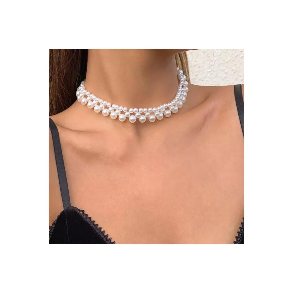 Pearl Design Gold Plated Choker Necklace