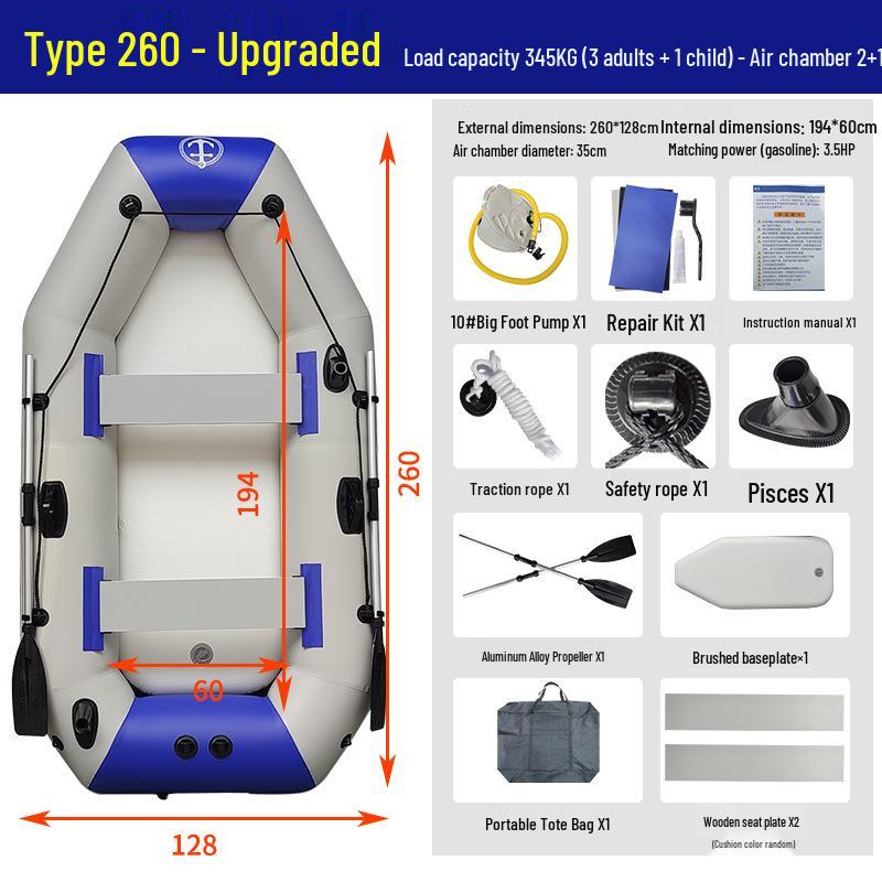 Прочная надувная резиновая лодка-каяк с жестким дном для рыбалки и спасения на воде
