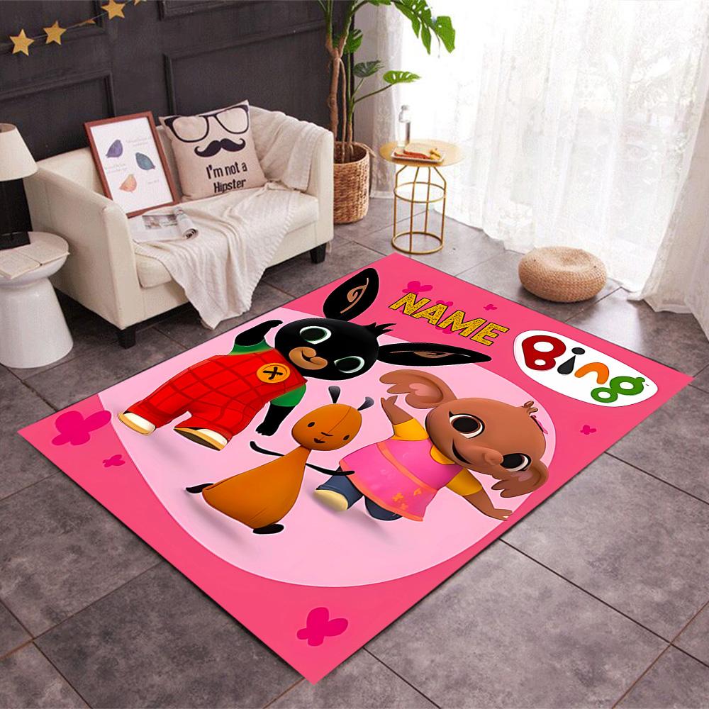 Bunny Friend Personalized Text Floor Mat Perfect for Balcony Hallway Decorate room Living Rooms Anti-slip Rug Anime Office Decor Best for Christmas