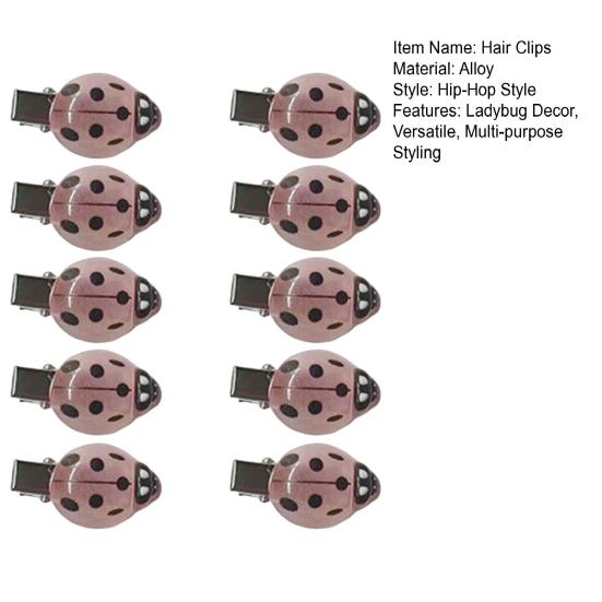 10 шт. Женские заколки для волос Нескользящие зубцы Декор божья коровка Шпильки Челки Пучки Косы Многоцелевая укладка
